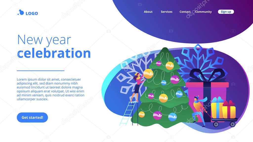 Winter holidays concept landing page.