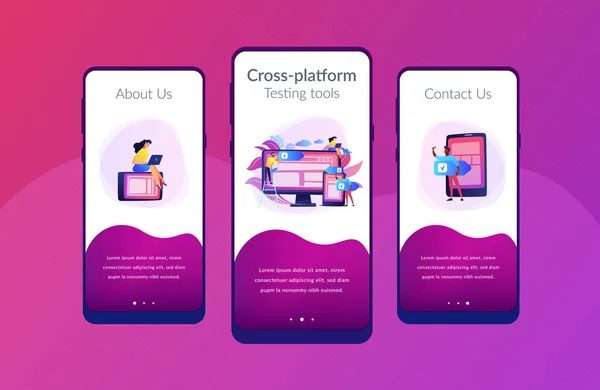 Templat antarmuka aplikasi perangkat lunak cross-platform. - Stok Vektor