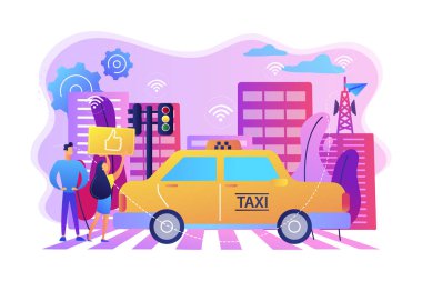 Akıllı ulaşım sistemi kavramı vektör çizim.