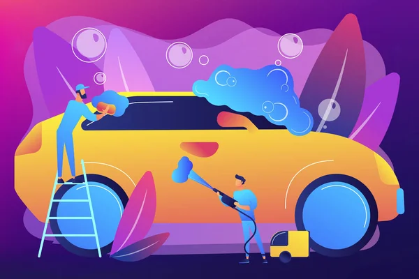 Car wash service concept vector illustration. — Stock Vector