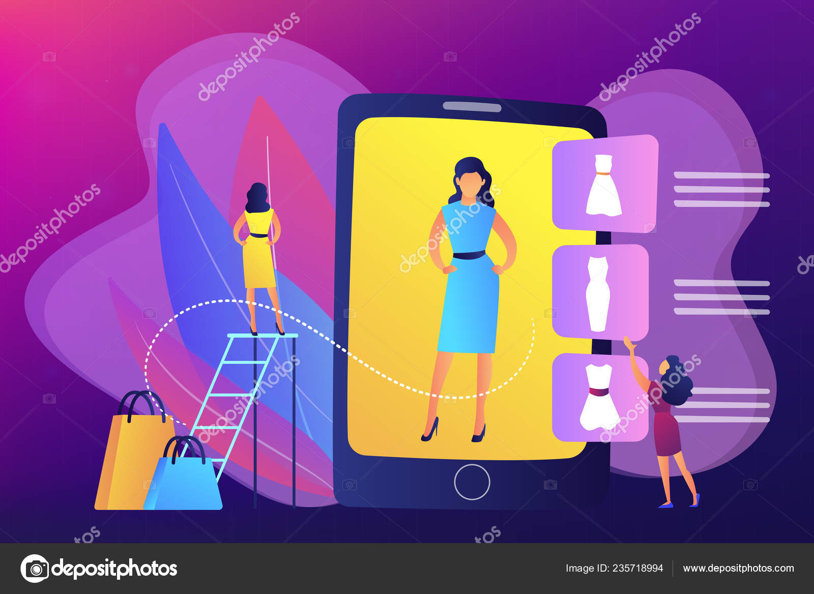 Virtual Fitting Room Concept Vector Illustration Stock
