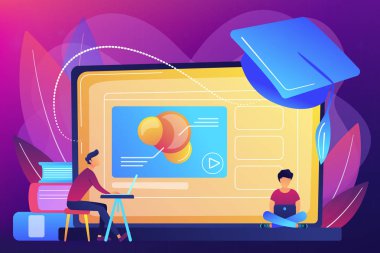 Online eğitim platformu kavramı vektör çizim.