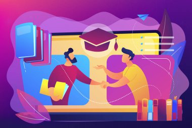 Çevrimiçi öğretmen kavramı vektör çizim.