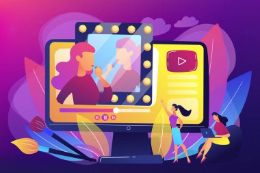 Güzellik blogger kavramı vektör çizim.