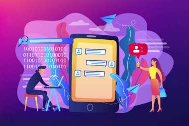 Cyberstalking kavramı vektör çizim.