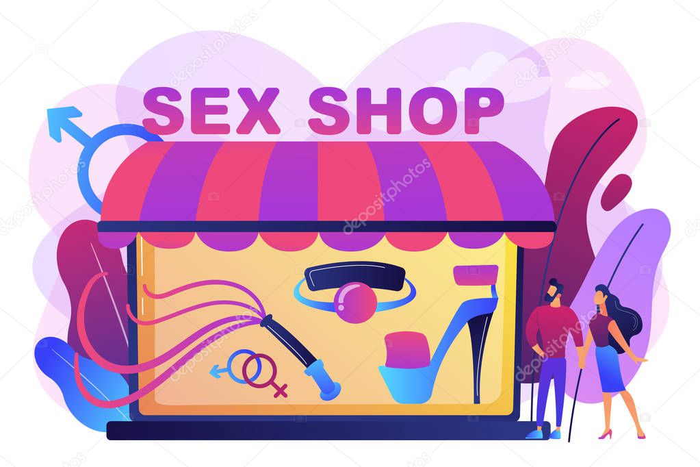 Sex shop concept vector illustration.