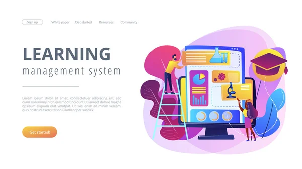 Learning Management System Konzept Landing Page. — Stockvektor