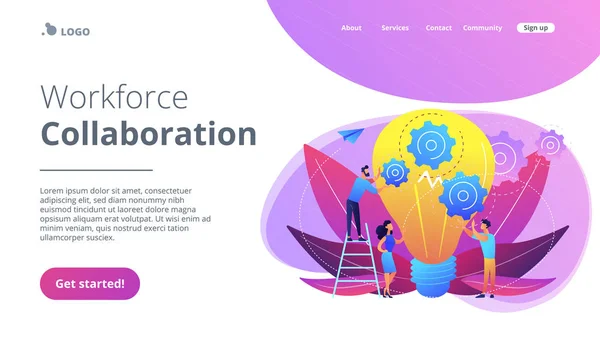 Trabajo en equipo concepto landing page . — Archivo Imágenes Vectoriales