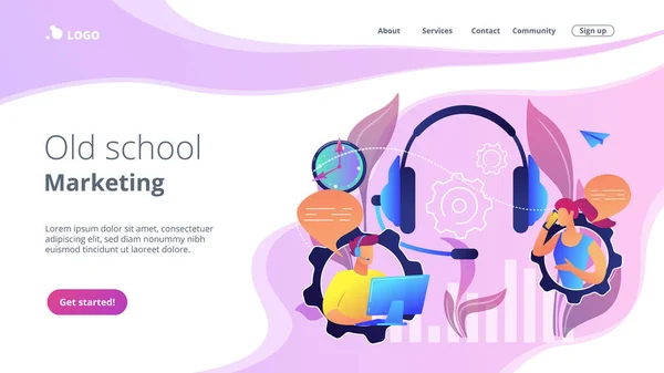 Conceito de chamada fria landing page . —  Vetores de Stock