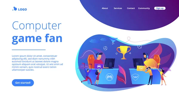 E-Sport Fans Konzept Landing Page. — Stockvektor