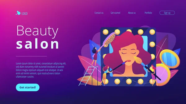Beauty salon concept landing page. — Stock Vector