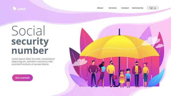 Sozialversicherungskonzept Landing Page. — Stockvektor