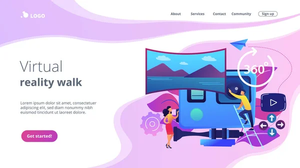 Conceito de tour virtual landing page . — Vetor de Stock