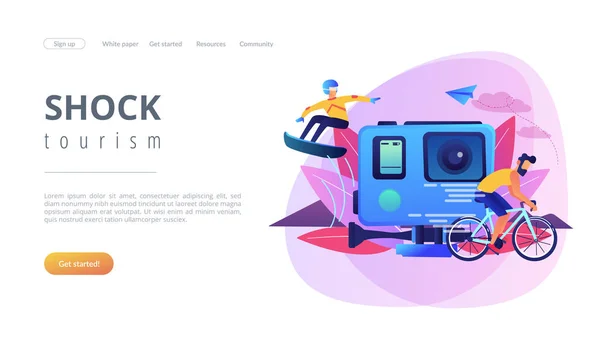 Extremtourismus-Konzept Landing Page. — Stockvektor