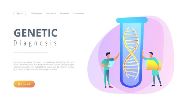 Página de destino del concepto de pruebas genéticas . — Archivo Imágenes Vectoriales