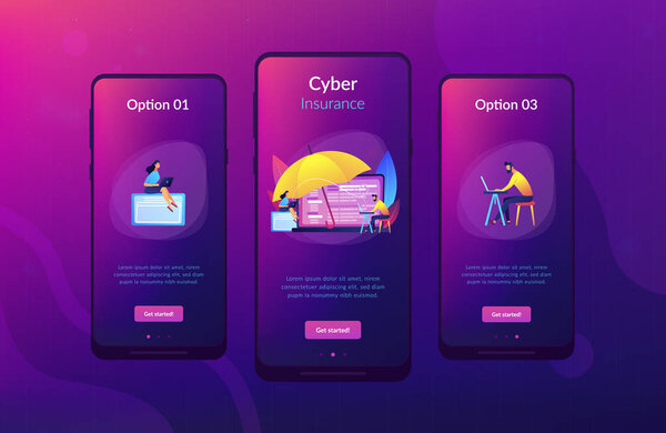 Cyber insurance app interface template.