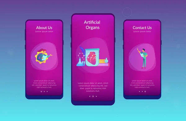 App-Schnittstelle für im Labor gezüchtete Organe. — Stockvektor