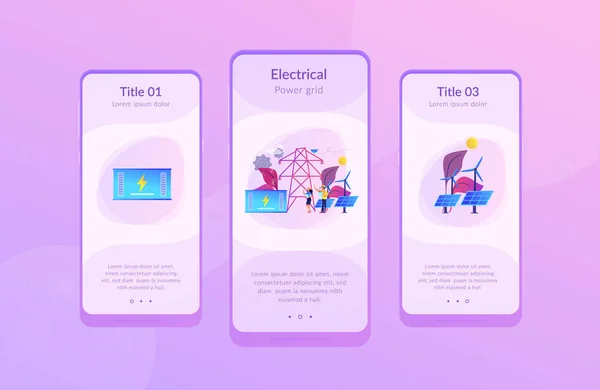에너지 저장 애플 리 케이 션 인터페이스 템플릿. — 스톡 벡터