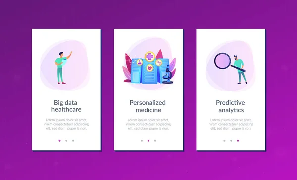 Modello di interfaccia app Big data healthcare . — Vettoriale Stock