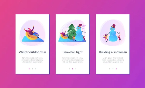 Winter outdoor fun app interface template. — Stock Illustration Winter outdoor fun app interface template. Stock Illustration