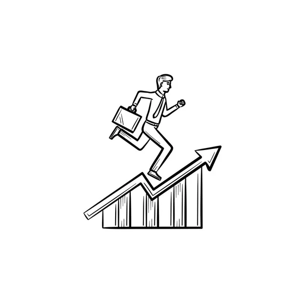 Dipendente running up mano disegnato icona schizzo . — Vettoriale Stock