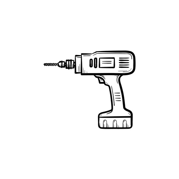 Taladro de martillo dibujado a mano icono de boceto . — Vector de stock