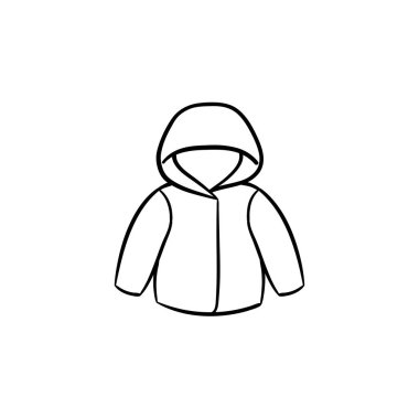 Çocuk yağmur ceket elle çizilmiş anahat simgesini doodle.