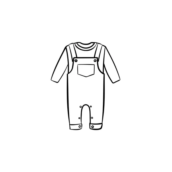 Baby overall shirt and pants hand drawn outline doodle icon. — Stock vektor