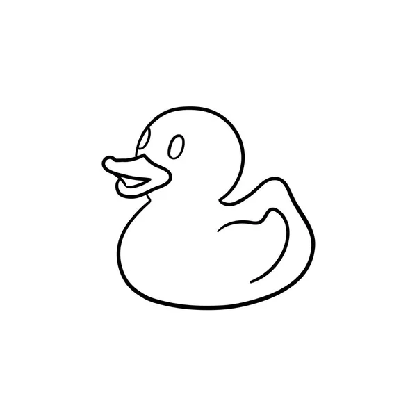 Bath duck hand drawn outline doodle icon. — Stock vektor