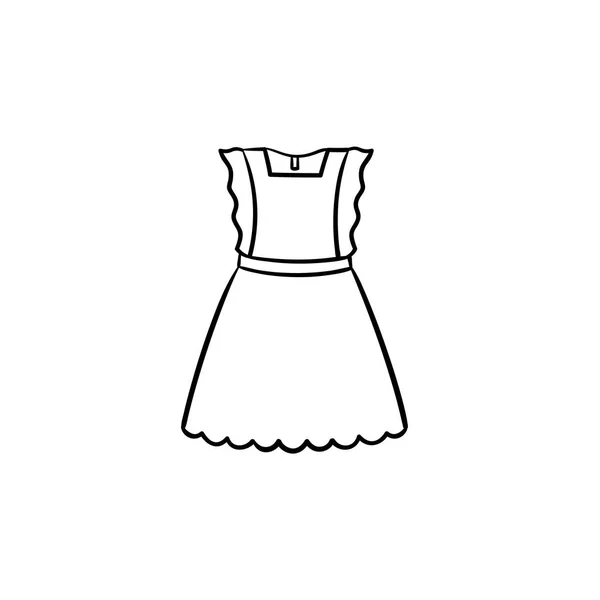Babymeisje weinig jurk hand getrokken schets doodle pictogram. — Stockvector