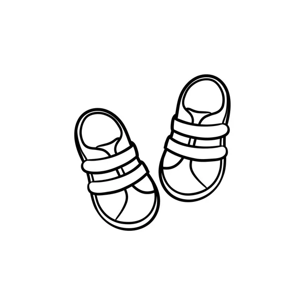 Baby skor handikonen dragna konturen doodle. — Stock vektor