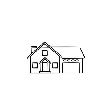 Suburban house hand drawn outline doodle icon.