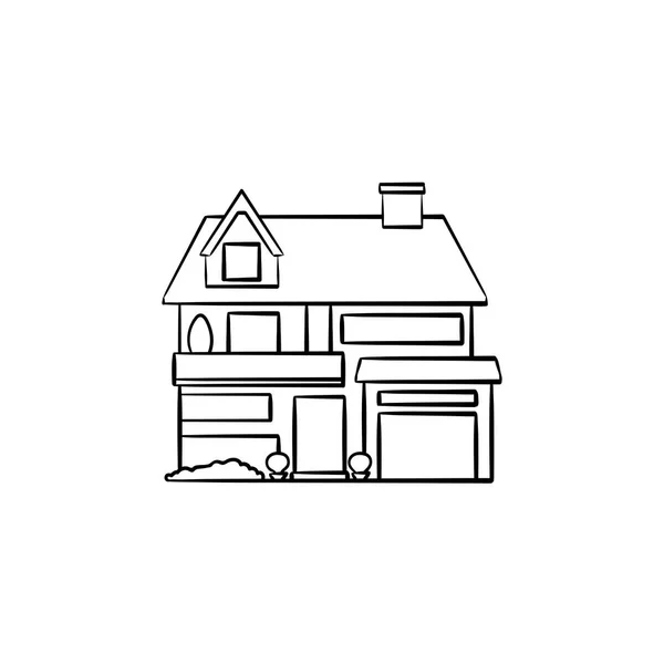 Suburban cottage hand drawn outline doodle icon. — Stock vektor