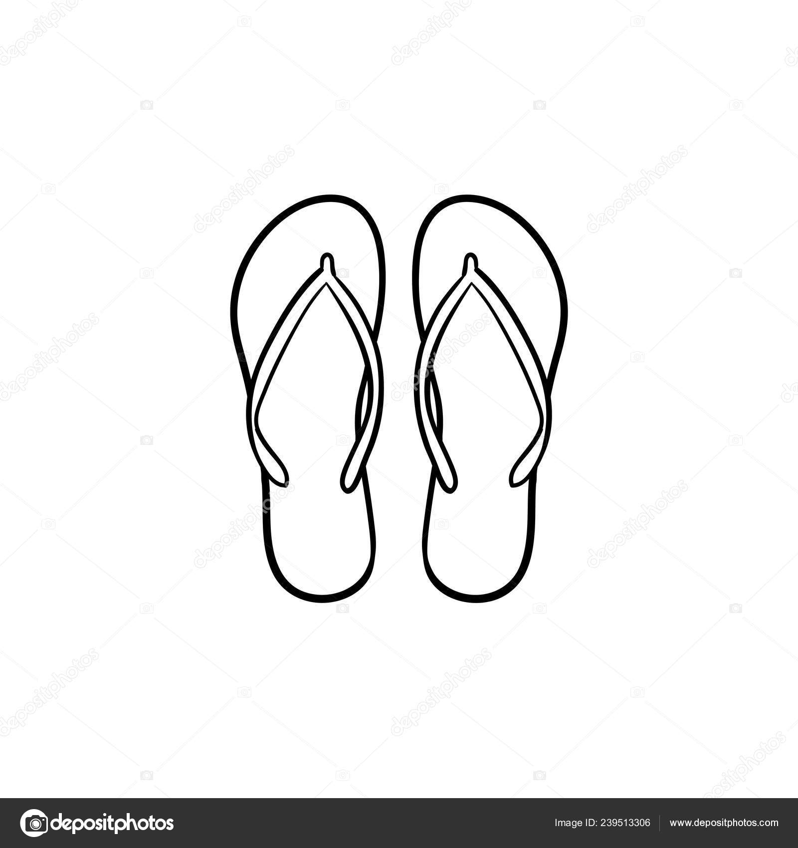 Pair of flip flop slippers hand drawn 