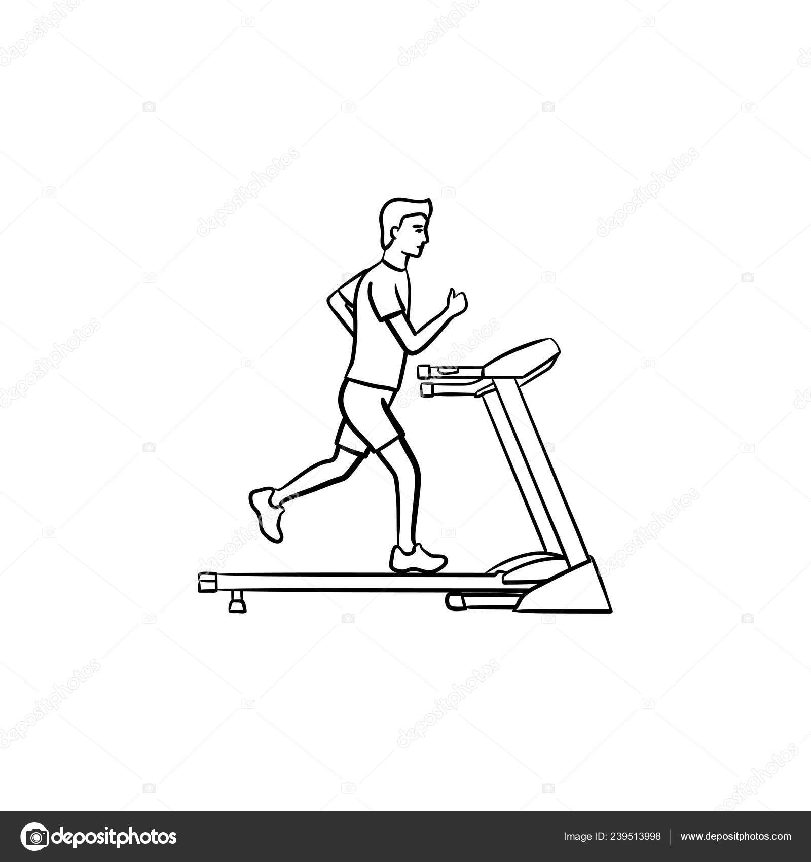 Dessin Tapis Marcheur Homme épuisé Sur Un Tapis De Image