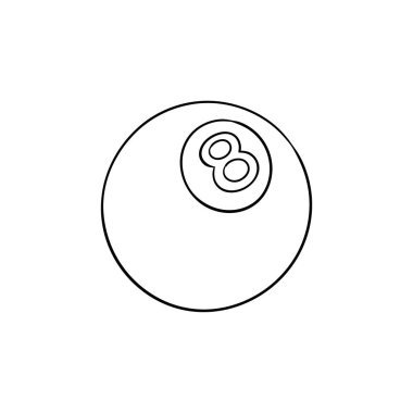 Havuzu sekiz topu elle çizilmiş anahat simgesini doodle.