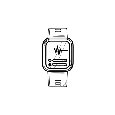 SmartWatch el çizilmiş anahat simgesini doodle.