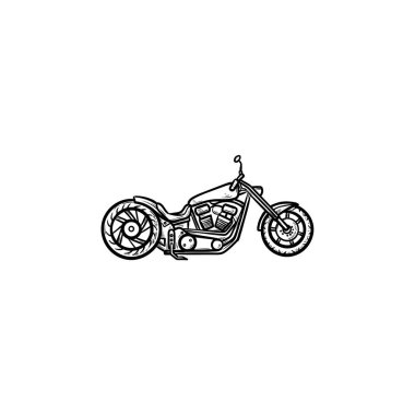 Motosiklet el çizilmiş anahat simgesini doodle.