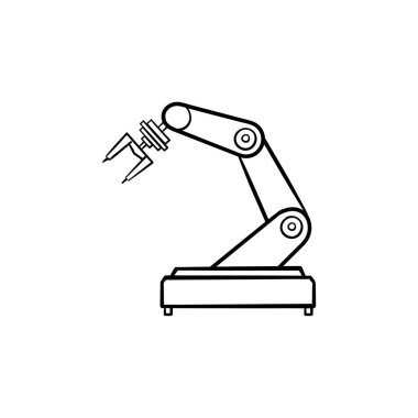 Robotik kol elle çizilmiş anahat simgesini doodle.