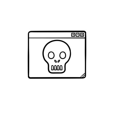 Bilgisayar pencere ile kürek elle çizilmiş anahat simgesini doodle.