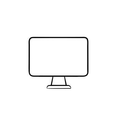 Bilgisayar ekran el çizilmiş anahat doodle simgesi.