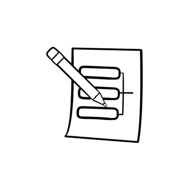 Sistem parçaları el çizilmiş anahat doodle simgesi ile kalem ve kağıt levha.