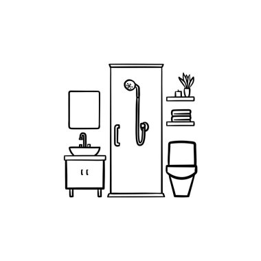 Banyo el çizilmiş anahat simgesini doodle.