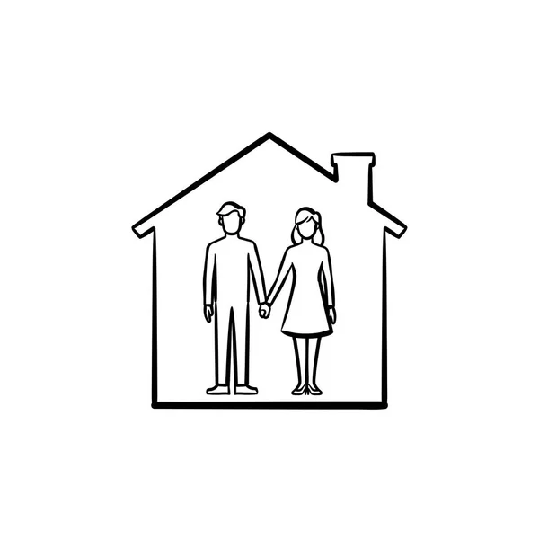 Huis met paar hand getrokken schets doodle icon. — Stockvector