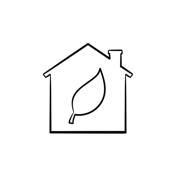 Öko-Haus handgezeichnete Umrisse Doodle-Symbol. — Stockvektor