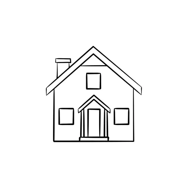 Detaillierte Haus handgezeichnete Umrisse Doodle-Symbol. — Stockvektor
