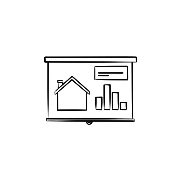 Haus Information Stand Tafel Hand gezeichnet Umriss Doodle-Symbol. — Stockvektor