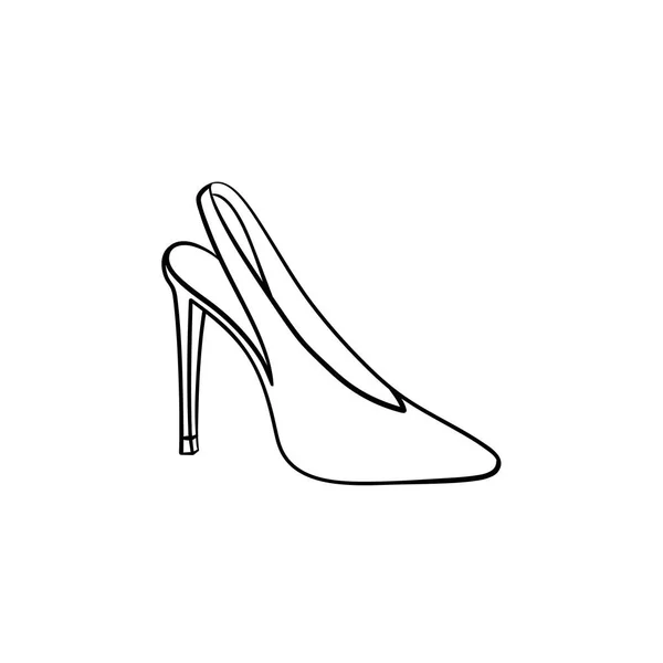 High Heel Schuh Hand gezeichnete Umrisse Doodle-Symbol. — Stockvektor