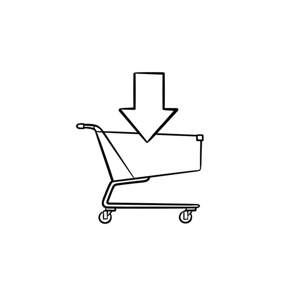 Shopping Online Warenkorb Hand gezeichnete Umrisse Doodle-Symbol. — Stockvektor