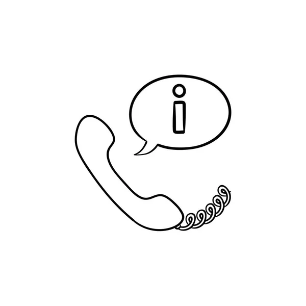 Telefon-mottagare med information tecken handikonen dragna konturen doodle. — Stock vektor